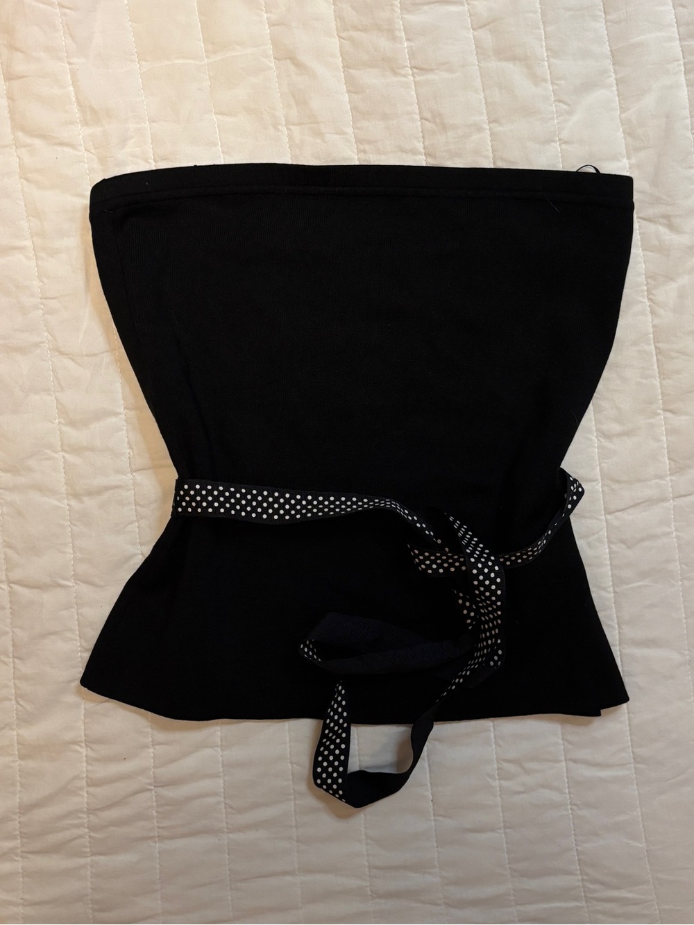 INC International Concepts Black Strapless Tube Top with Polka Dot Waist Tie